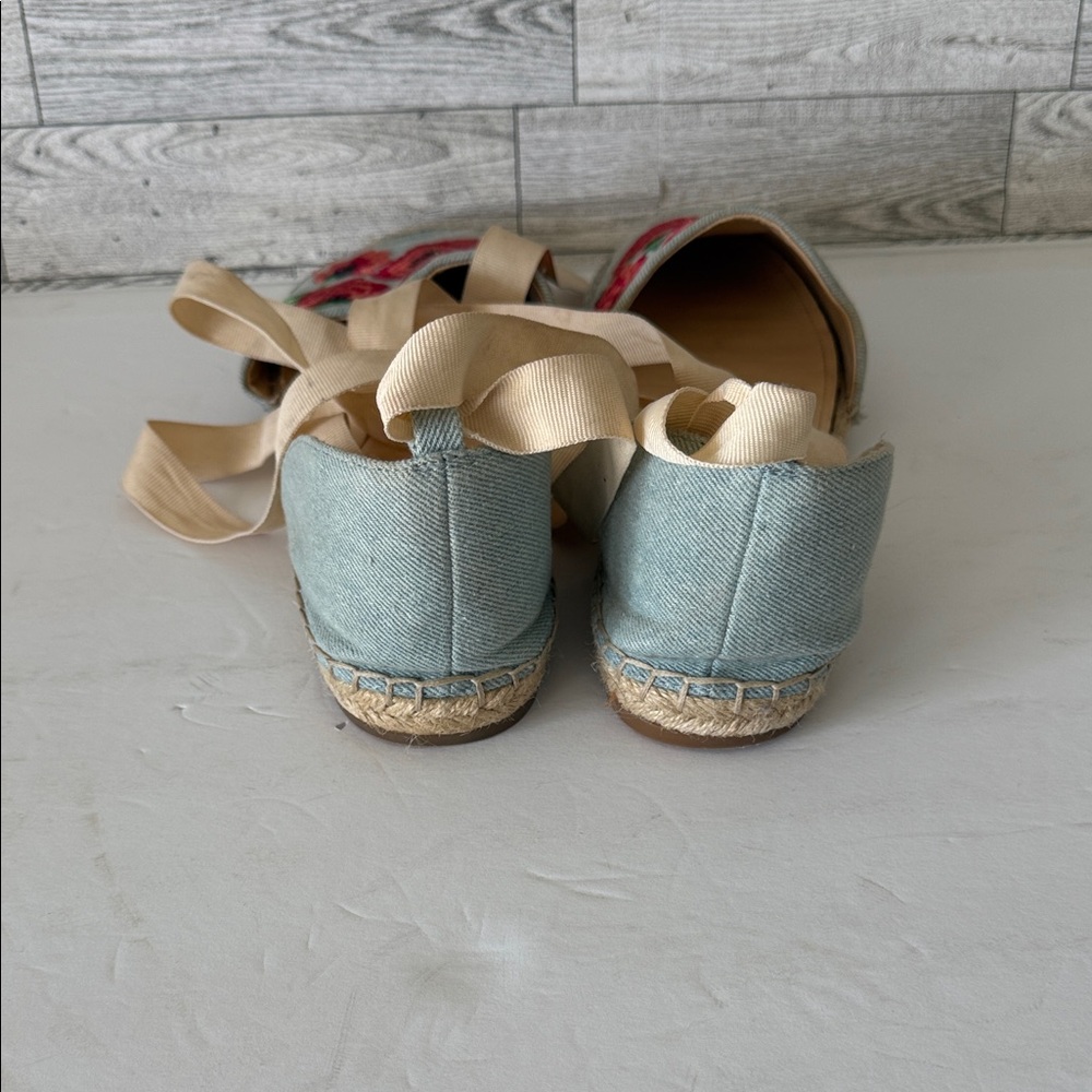Jessica Simpson Light Blue Espadrilles with Red Floral Embroidery - Picture 4 of 5